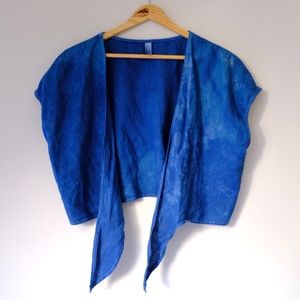 Indigo Dyed Linen Wrap Top